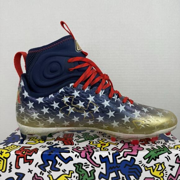 Under Armour Spotlight Lux MC LE USA Stars Men Sz 11 Football Cleats 3025366-100 - Picture 2 of 10